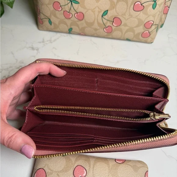 Coach Cream and Pink Wallet with Playful Fruit Print - Picture 4 of 7
